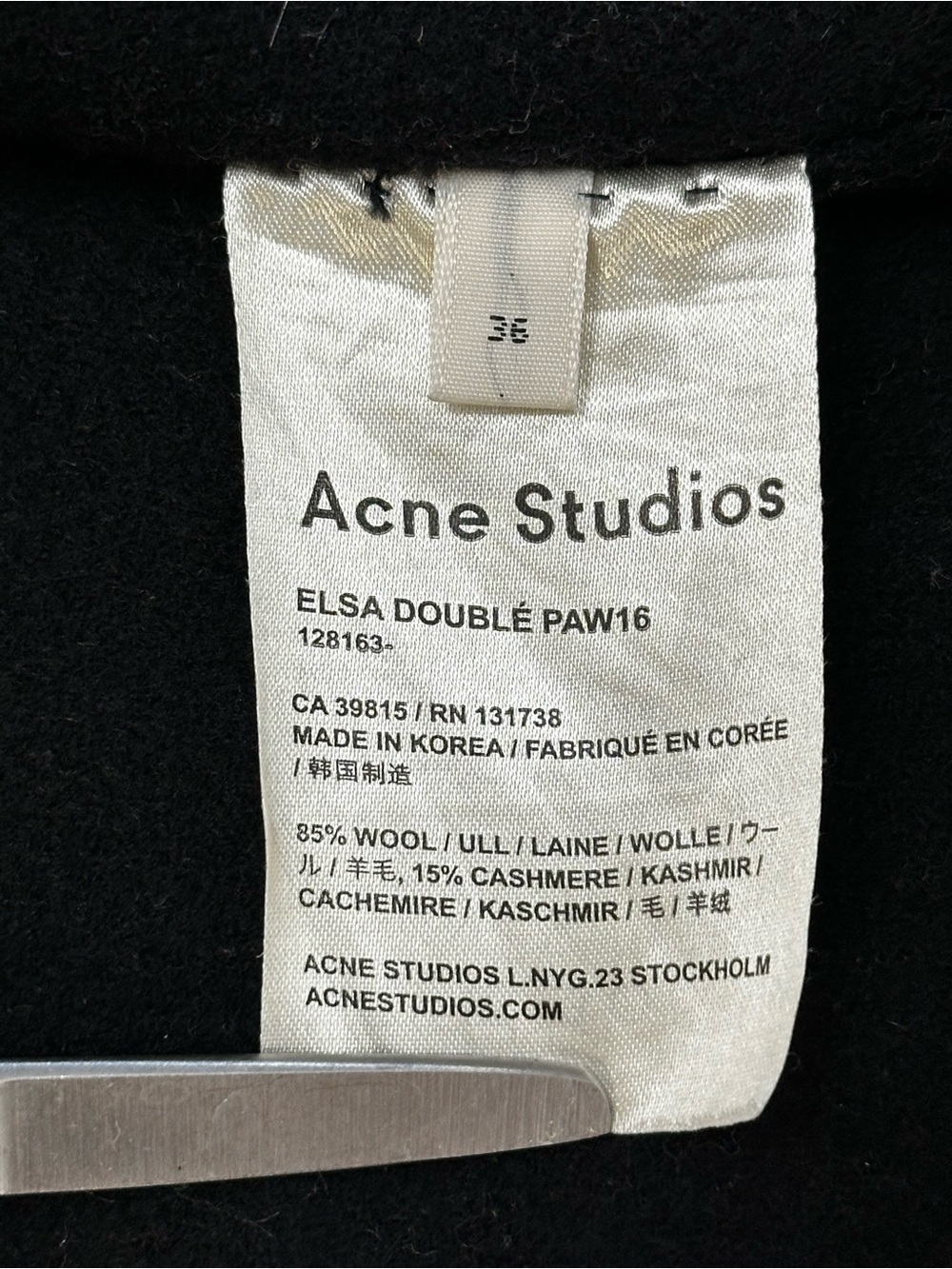 ACNE STUDIOS Black Wool Cashmere Elsa Doublé Overcoat Long Coat - Size 36 / US S - Picture 5 of 8